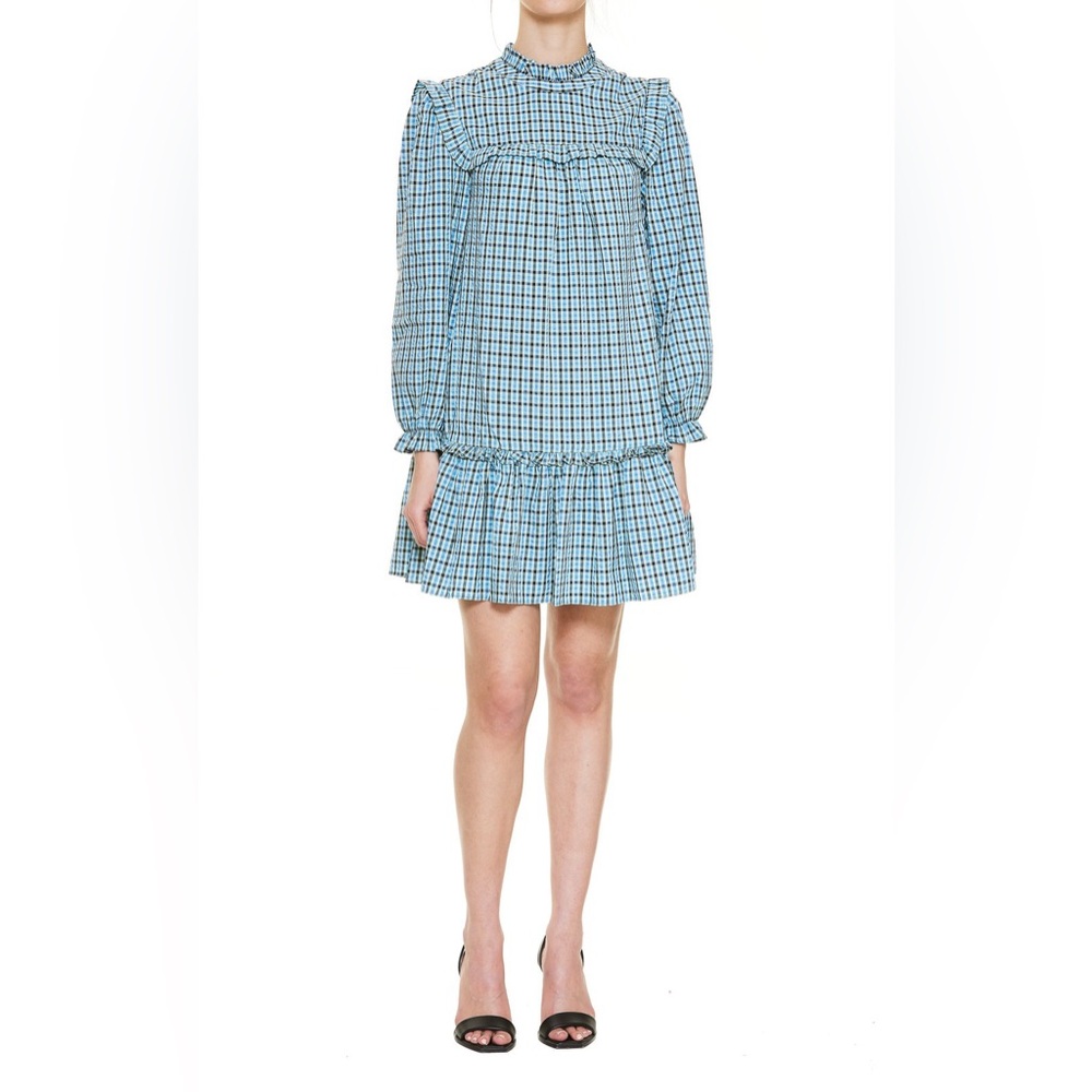 🎀Rixo Elena Checked Print drop waist Mini Dress xxs